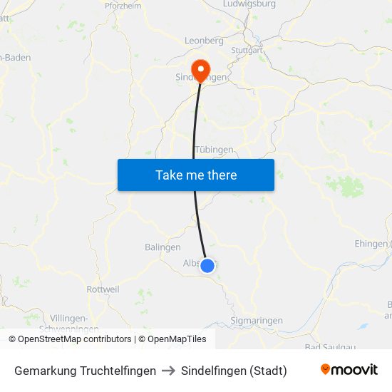 Gemarkung Truchtelfingen to Sindelfingen (Stadt) map