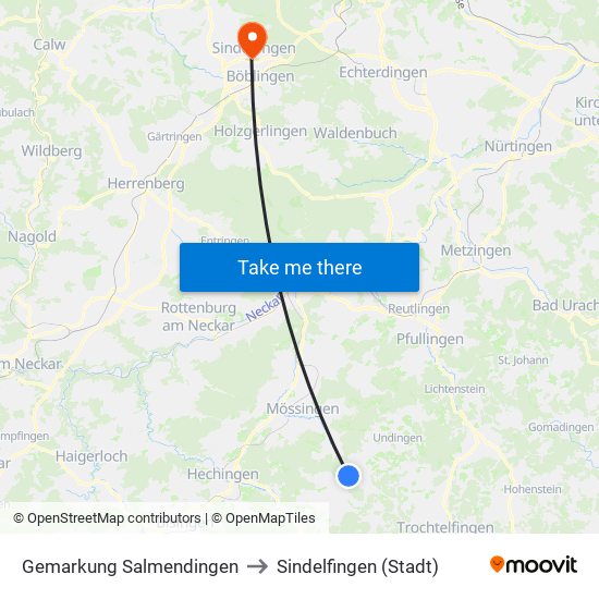 Gemarkung Salmendingen to Sindelfingen (Stadt) map