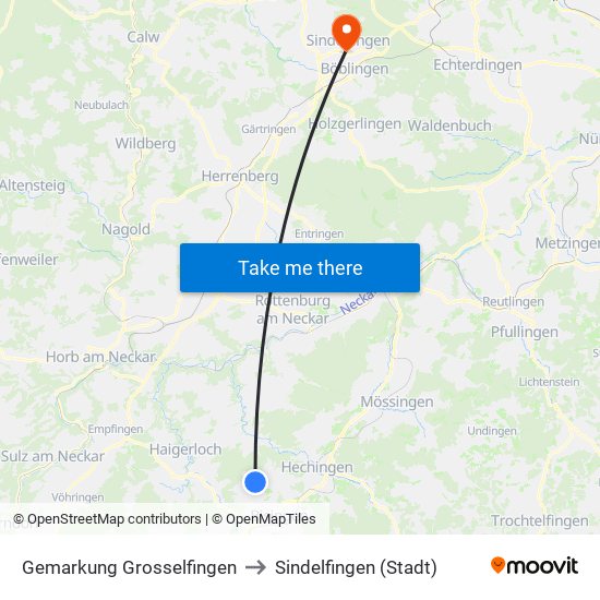 Gemarkung Grosselfingen to Sindelfingen (Stadt) map