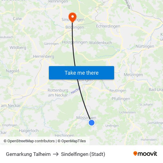 Gemarkung Talheim to Sindelfingen (Stadt) map