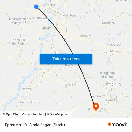 Eppstein to Sindelfingen (Stadt) map