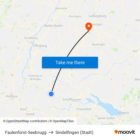 Faulenfürst-Seebrugg to Sindelfingen (Stadt) map