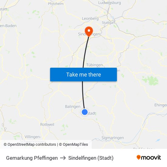 Gemarkung Pfeffingen to Sindelfingen (Stadt) map