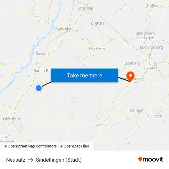 Neusatz to Sindelfingen (Stadt) map