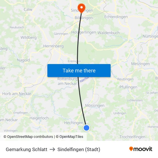 Gemarkung Schlatt to Sindelfingen (Stadt) map