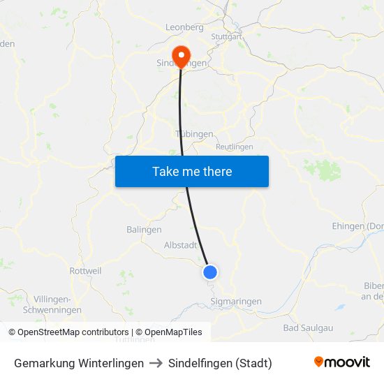 Gemarkung Winterlingen to Sindelfingen (Stadt) map