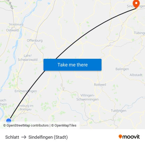 Schlatt to Sindelfingen (Stadt) map
