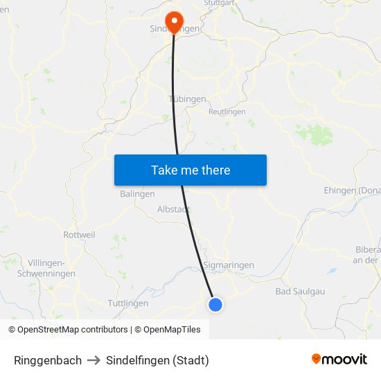 Ringgenbach to Sindelfingen (Stadt) map