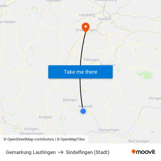 Gemarkung Lautlingen to Sindelfingen (Stadt) map