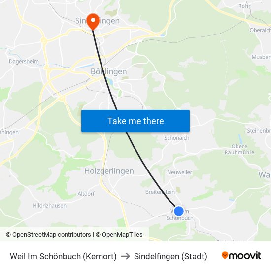 Weil Im Schönbuch (Kernort) to Sindelfingen (Stadt) map