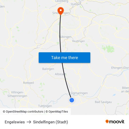 Engelswies to Sindelfingen (Stadt) map