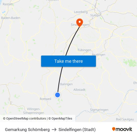 Gemarkung Schömberg to Sindelfingen (Stadt) map