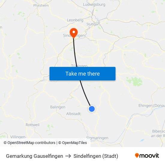 Gemarkung Gauselfingen to Sindelfingen (Stadt) map