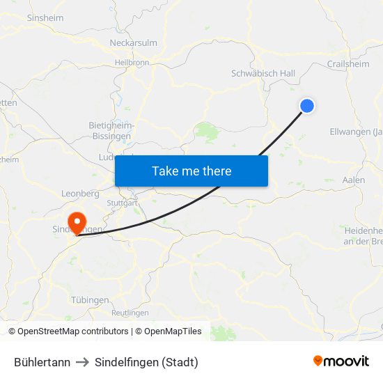 Bühlertann to Sindelfingen (Stadt) map