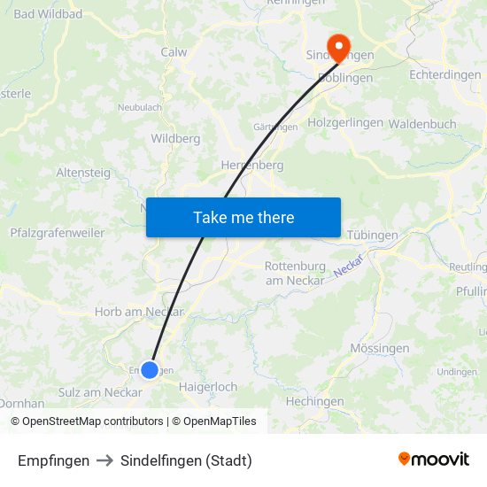 Empfingen to Sindelfingen (Stadt) map