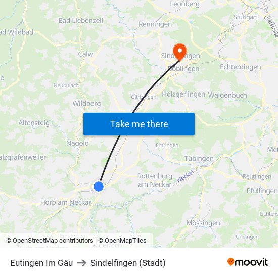 Eutingen Im Gäu to Sindelfingen (Stadt) map