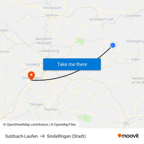 Sulzbach-Laufen to Sindelfingen (Stadt) map