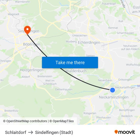 Schlaitdorf to Sindelfingen (Stadt) map