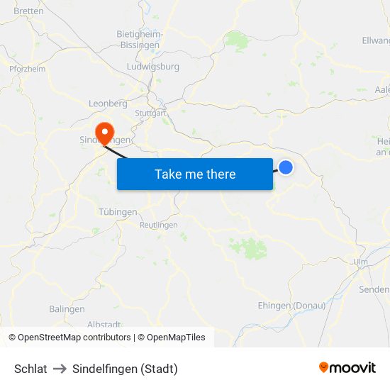 Schlat to Sindelfingen (Stadt) map