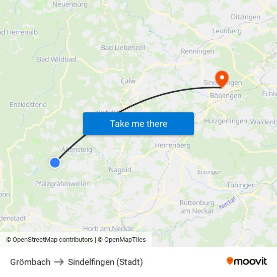 Grömbach to Sindelfingen (Stadt) map