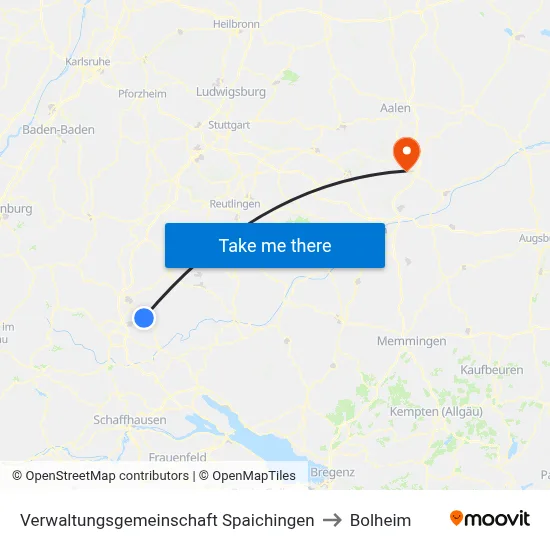 Verwaltungsgemeinschaft Spaichingen to Bolheim map
