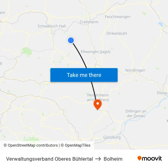Verwaltungsverband Oberes Bühlertal to Bolheim map