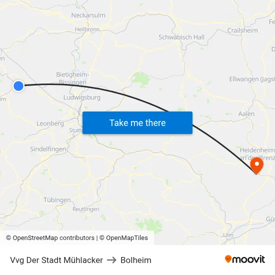 Vvg Der Stadt Mühlacker to Bolheim map