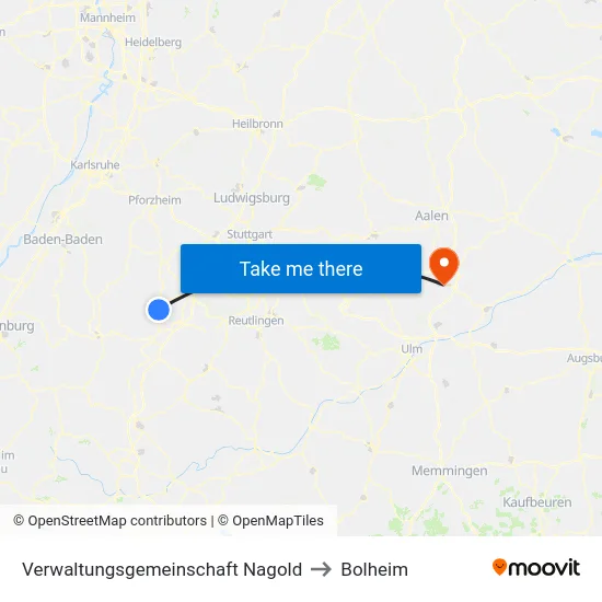 Verwaltungsgemeinschaft Nagold to Bolheim map