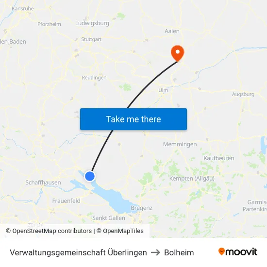 Verwaltungsgemeinschaft Überlingen to Bolheim map