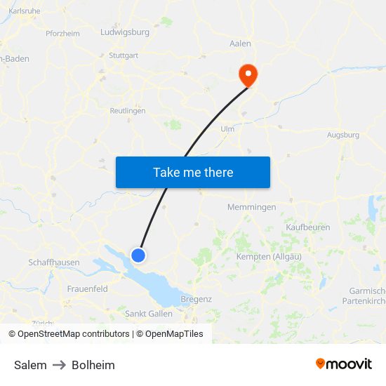 Salem to Bolheim map