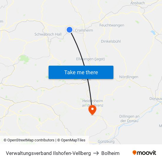 Verwaltungsverband Ilshofen-Vellberg to Bolheim map