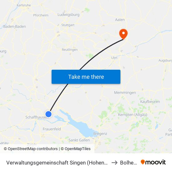 Verwaltungsgemeinschaft Singen (Hohentwiel) to Bolheim map