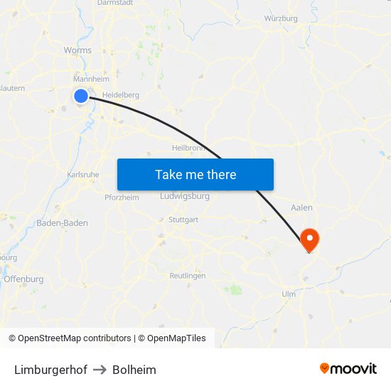 Limburgerhof to Bolheim map