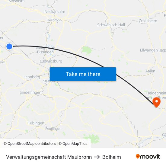 Verwaltungsgemeinschaft Maulbronn to Bolheim map