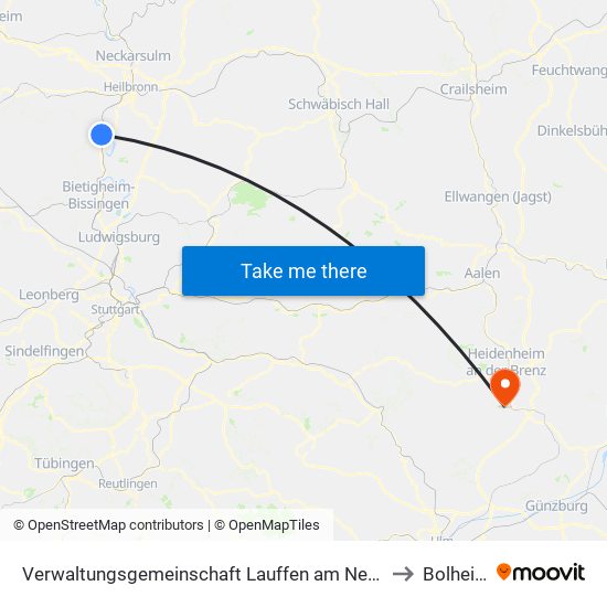 Verwaltungsgemeinschaft Lauffen am Neckar to Bolheim map