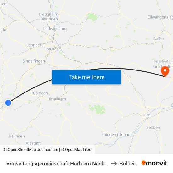 Verwaltungsgemeinschaft Horb am Neckar to Bolheim map