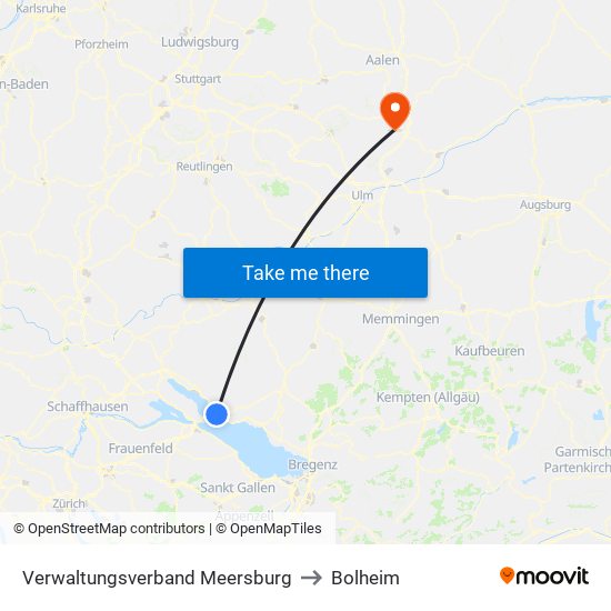 Verwaltungsverband Meersburg to Bolheim map