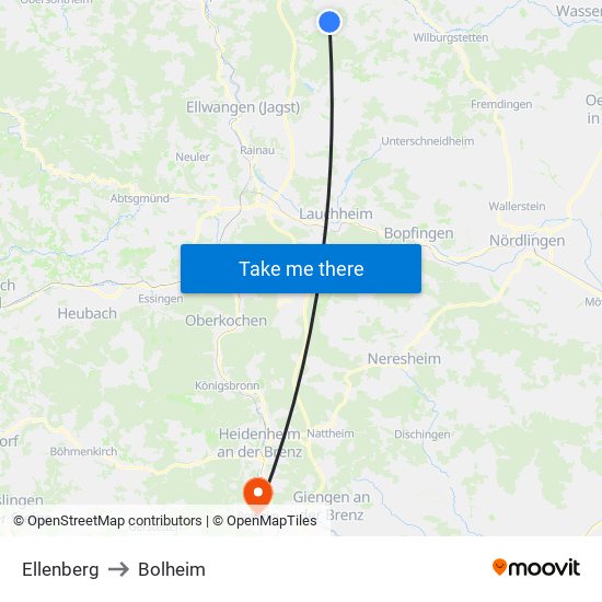 Ellenberg to Bolheim map