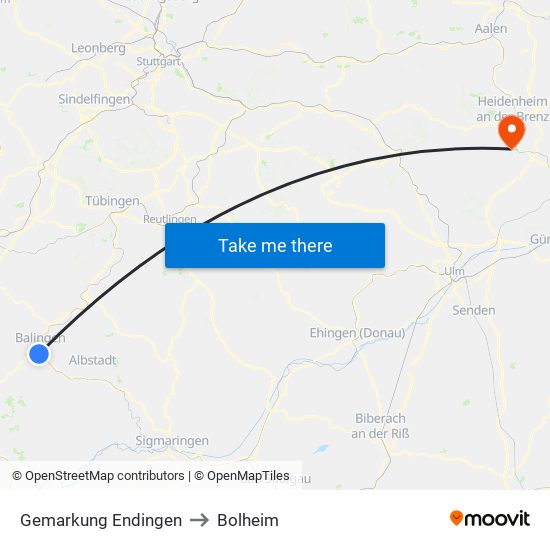 Gemarkung Endingen to Bolheim map