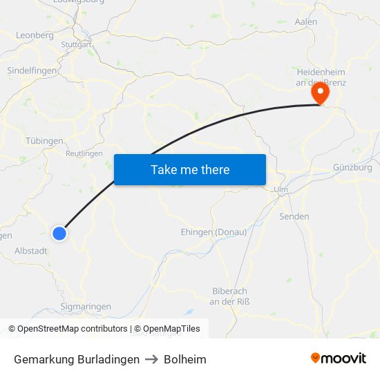 Gemarkung Burladingen to Bolheim map