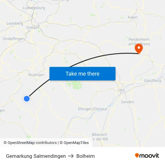 Gemarkung Salmendingen to Bolheim map