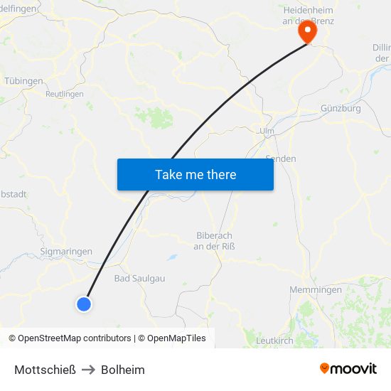 Mottschieß to Bolheim map