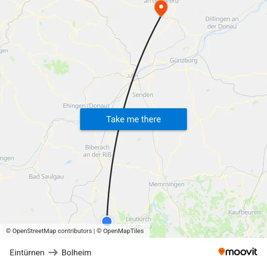 Eintürnen to Bolheim map