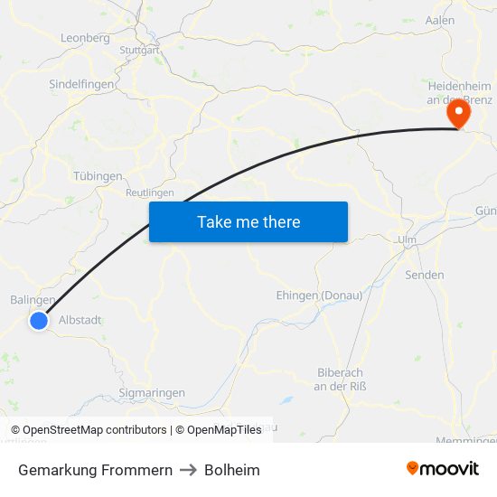 Gemarkung Frommern to Bolheim map