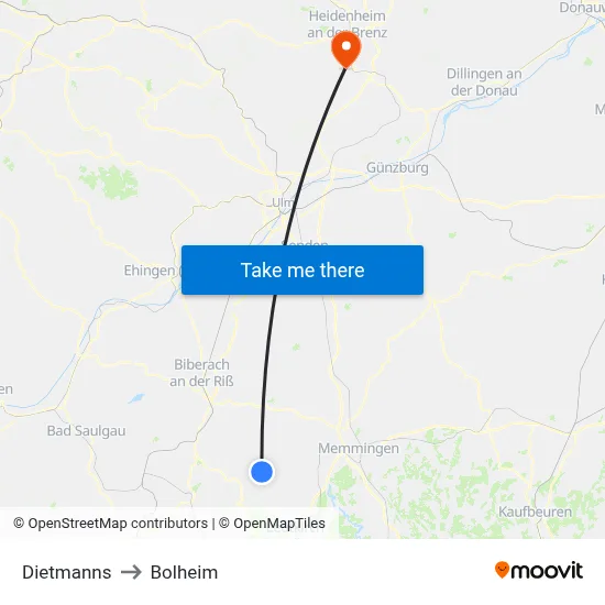 Dietmanns to Bolheim map