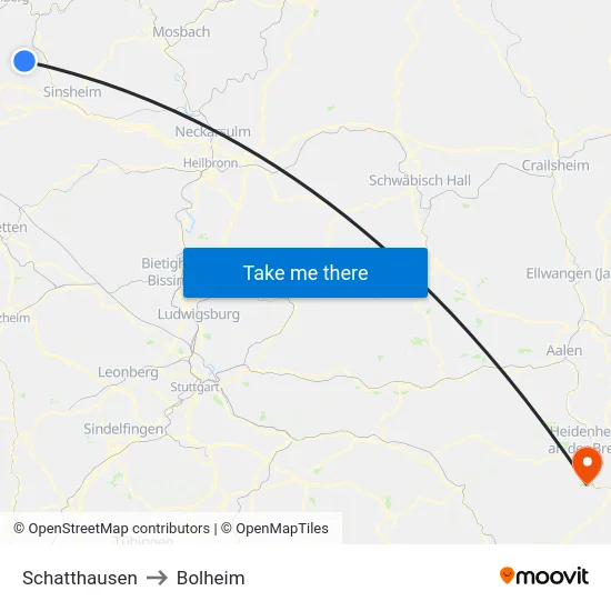 Schatthausen to Bolheim map