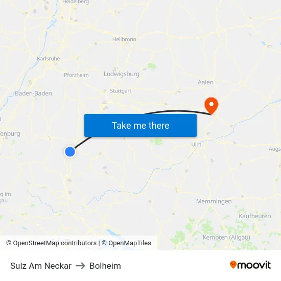 Sulz Am Neckar to Bolheim map