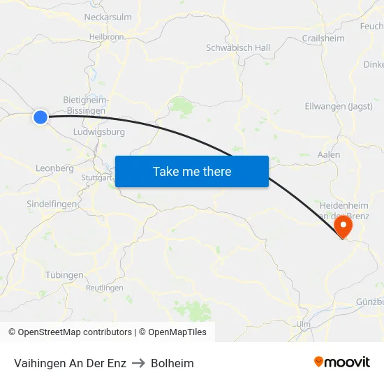 Vaihingen An Der Enz to Bolheim map