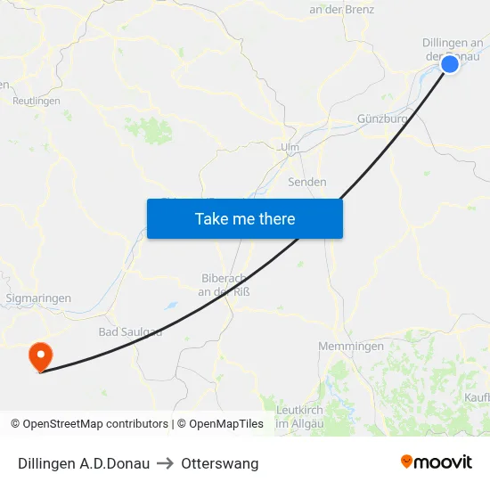 Dillingen A.D.Donau to Otterswang map