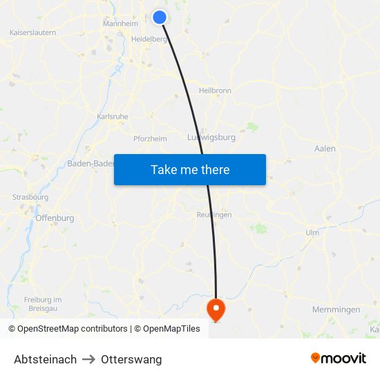 Abtsteinach to Otterswang map